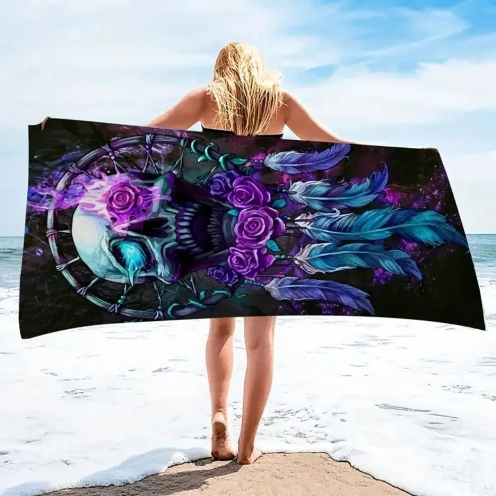 purple skull dream catcher towel